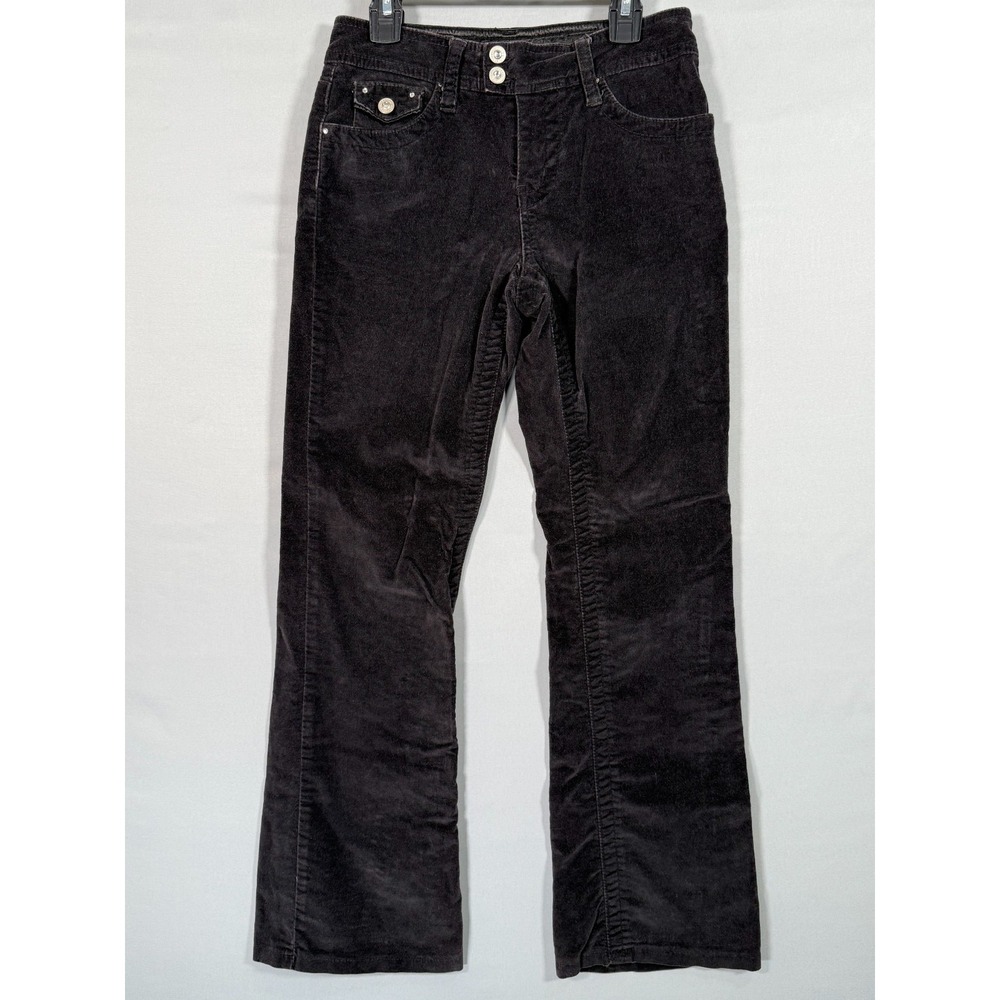 Limited Too Girl Y2K Black Corduroy Pants 12R Rhinestones Cool Snap Pockets‎